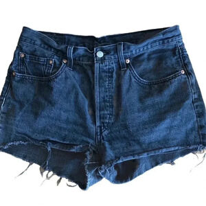 Levis 501 Distressed Black Size 30 Denim Jean Shorts